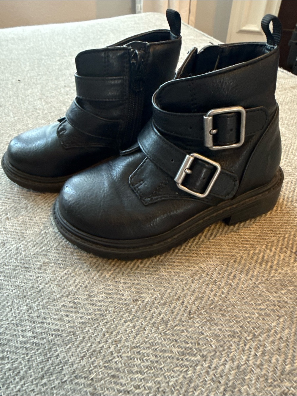 Cat & Jack Black Kids Buckle Ankle Boots